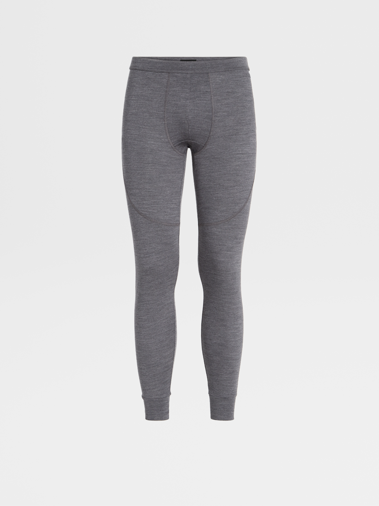Grey Mélange Wool Long John Pants